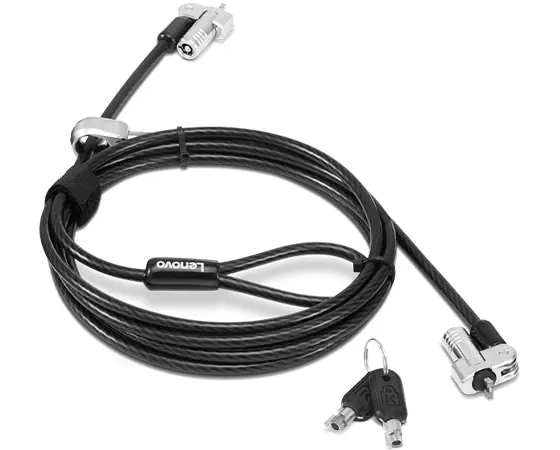 Kensington NanoSaver Twin Head - Turvakaapelilukko - musta - 1,8 m - ThinkBook 14s Yoga G2 IAP ThinkPad L13 Yoga Gen 3 L14 Gen 3 P1 Gen 5 T14s Gen 3 ThinkPad L13 Yoga Gen 3
