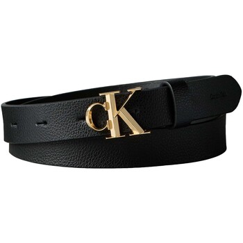 Calvin Klein Vyö 'Pebble Grain Monogram Buckle' musta