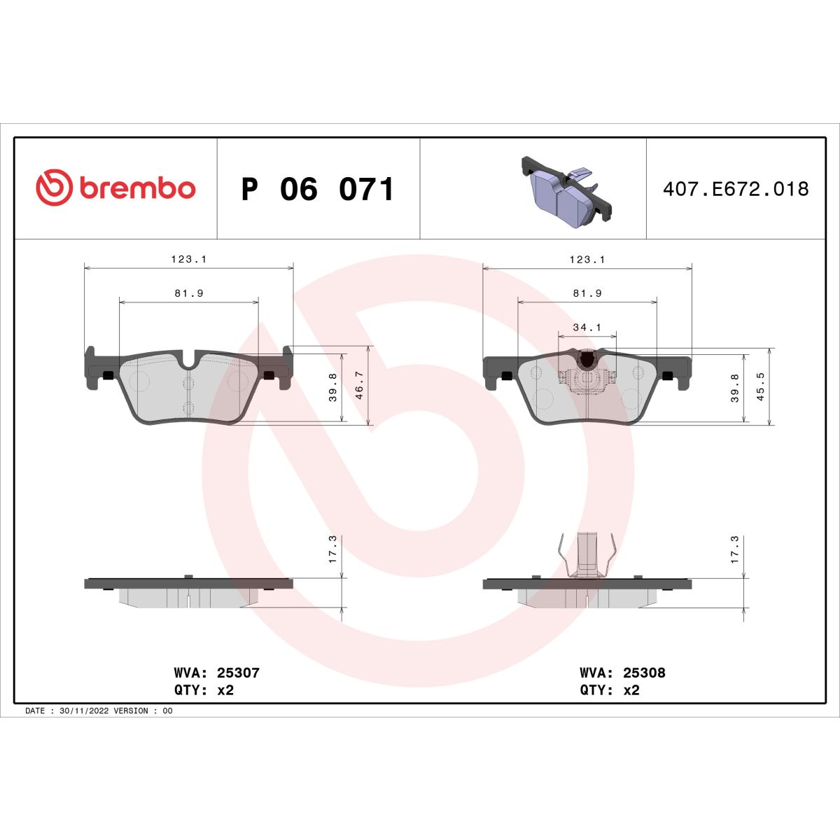 Jarrupalat, levyjarru BREMBO P 06 071X