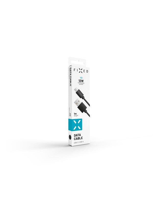 FIXED USB-A <-> USB-C - 1m - Musta