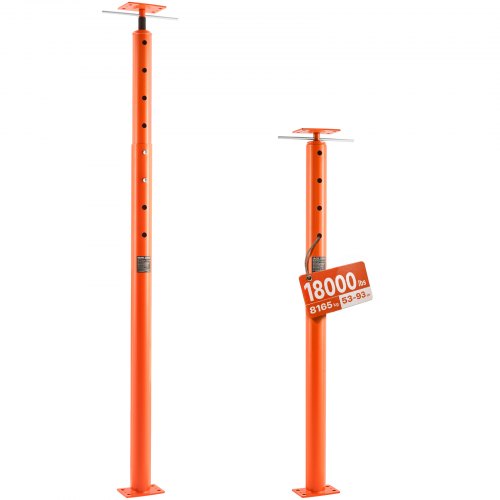 VEVOR House Floor Jack, 53"-93" Height Range, 18000 lbs Max Load Capacity, Adjustable Support Beam Basement Jack Post Pole for Leveling, Lift Support Steel Telescoping Jack Post for Temporary Support