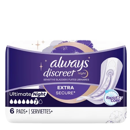Always Discreet Ultimate Night koko 7 Sensitive Bladder Incontinence Pads - 6 kpl