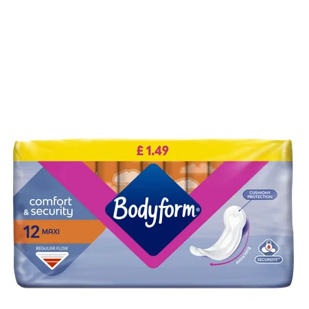 Bodyform Comfort & Security Maxi Terveyssiteet - 12 kpl