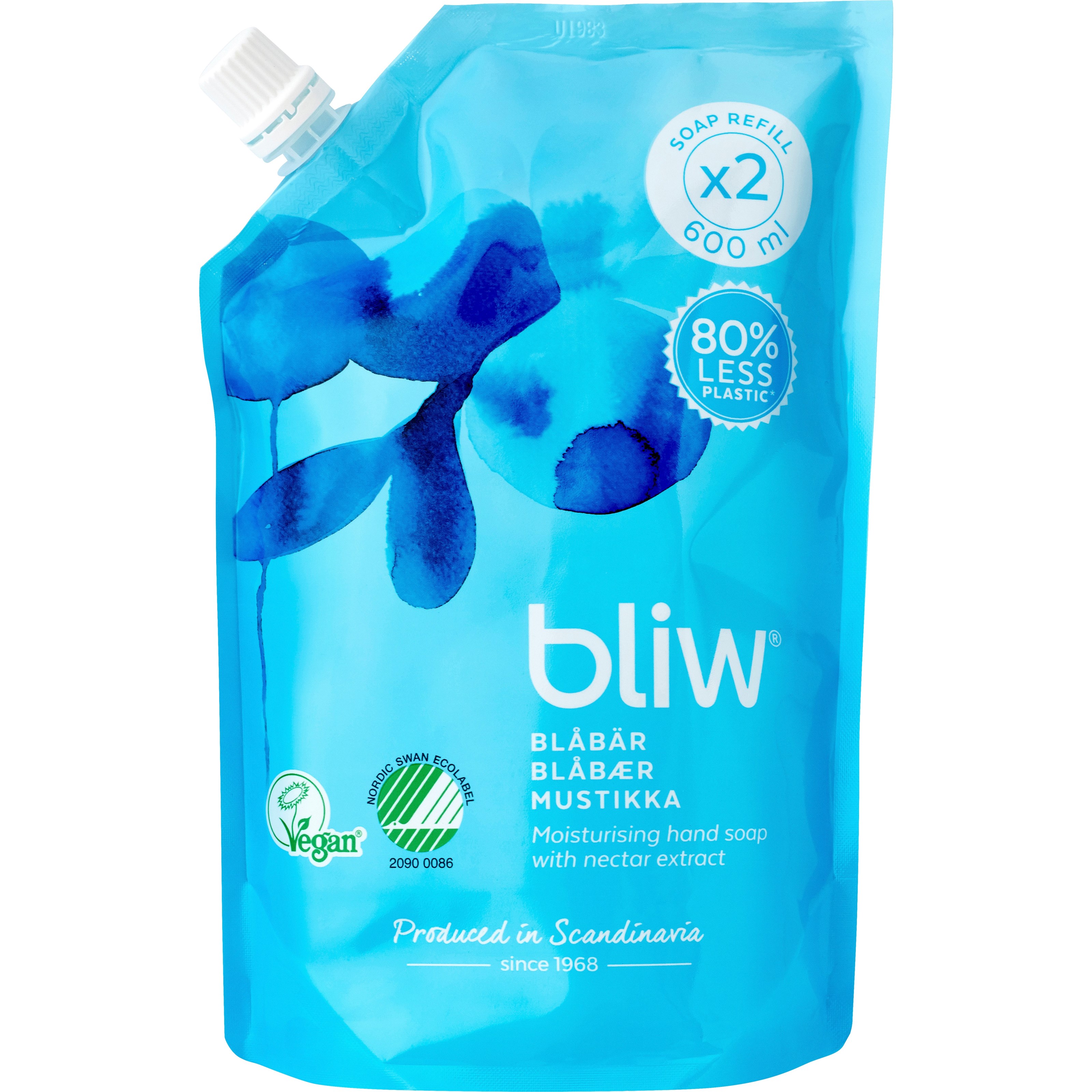 Bliw Blåbär Moisturising Soap Refill 600 ml