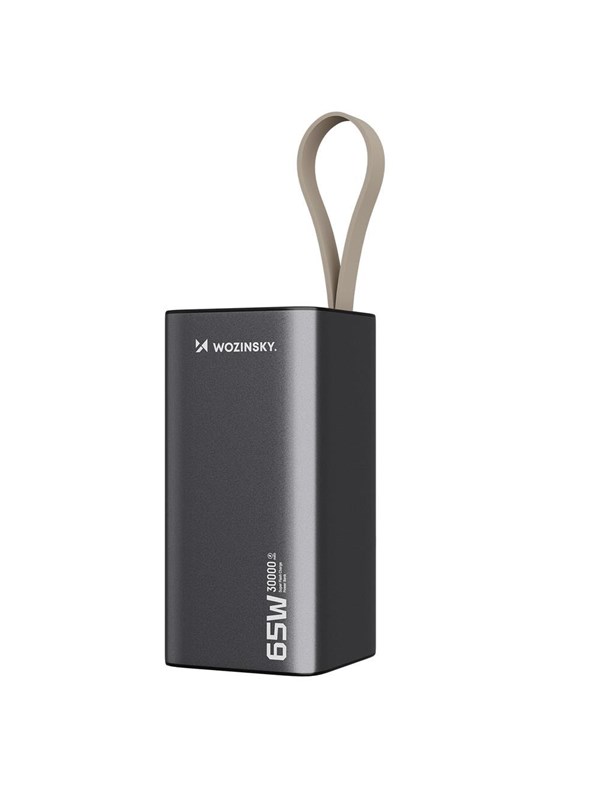Wozinsky Powerbank K65+ 65 W 2 x USB-C 1 x USB-A - Grey - 30000 mAh