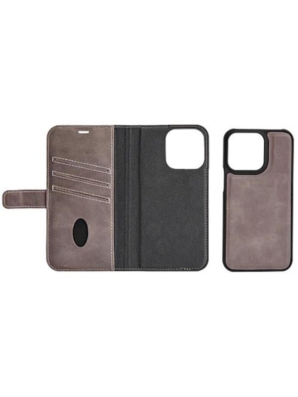 Essentials iPhone 13 Pro leather wallet, detachable, Grey