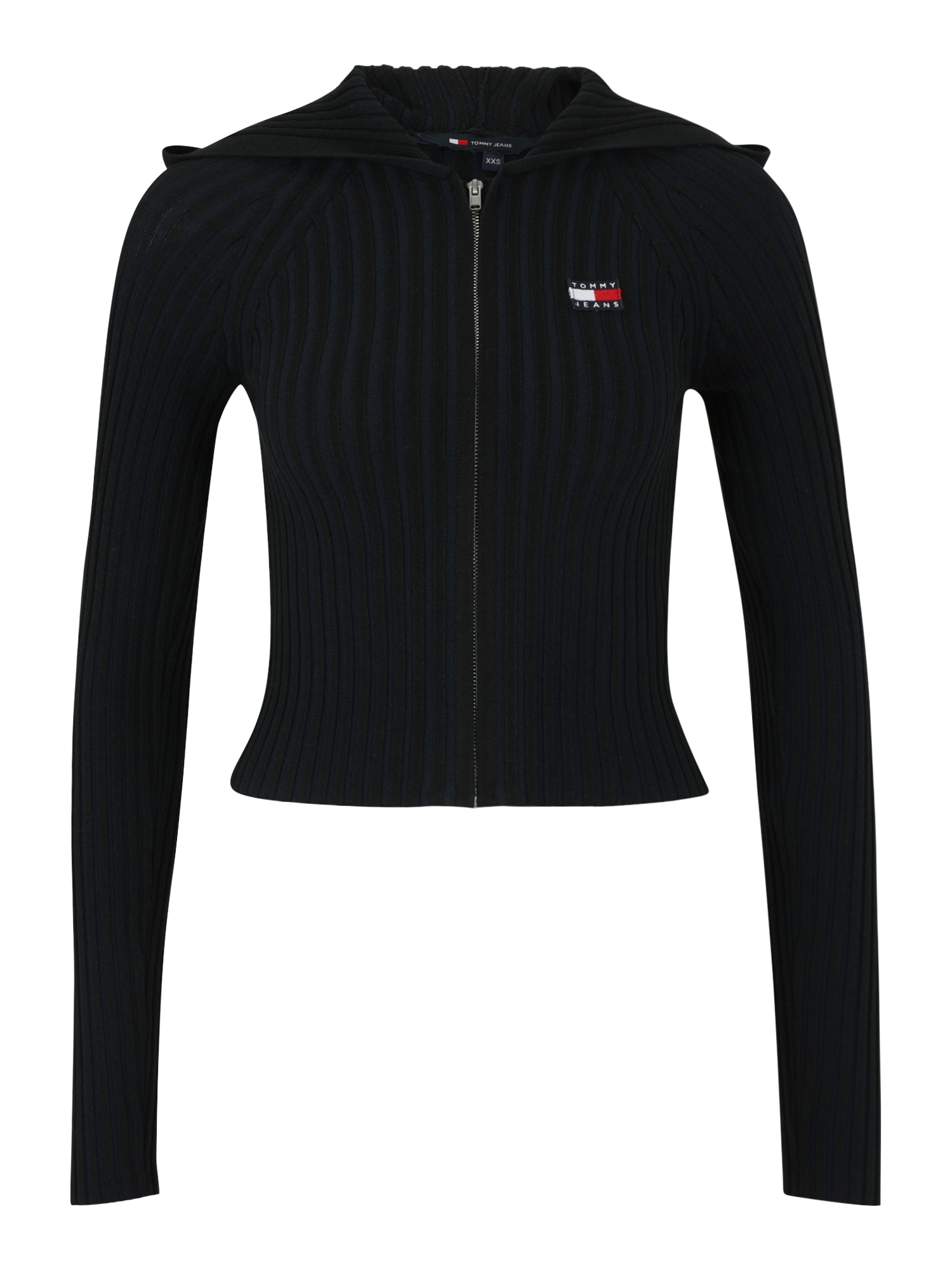 Tommy Jeans Neuletakki 'Tommy Badge Slim Zip-thru' punainen / musta / valkoinen