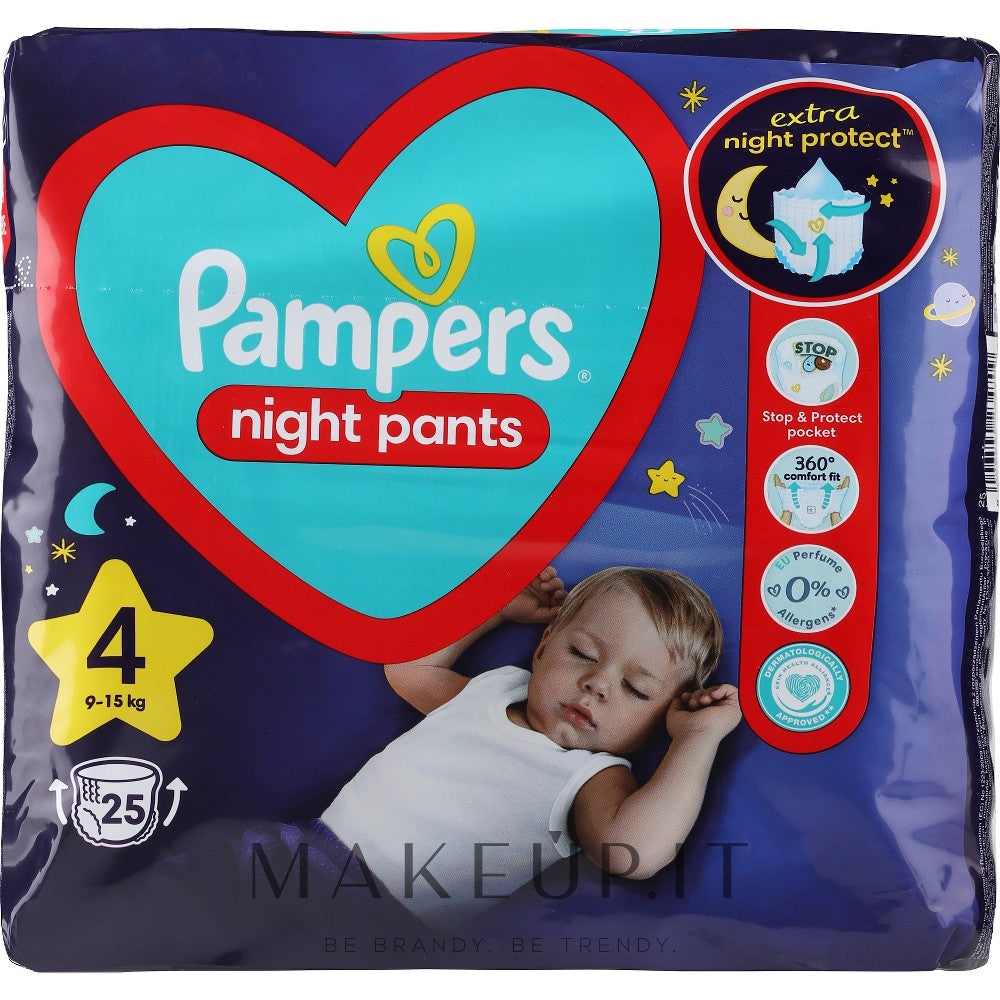 Pampers Night Pants koko 4 kertakäyttöiset yövaippahousut 9-15 kg 25 kappaletta