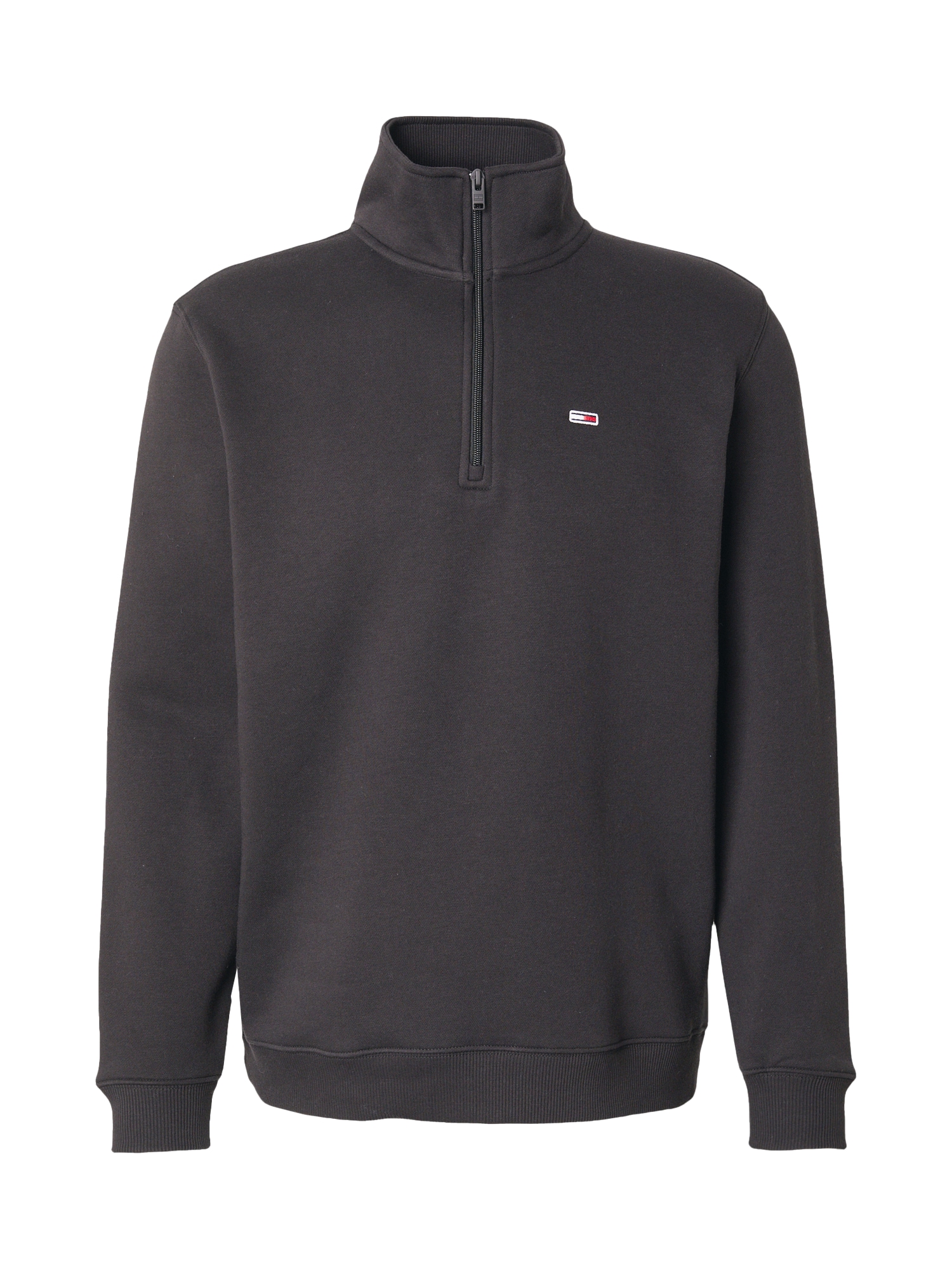 Tommy Jeans Collegepaita 'Tommy Flag Quarter-zip' musta