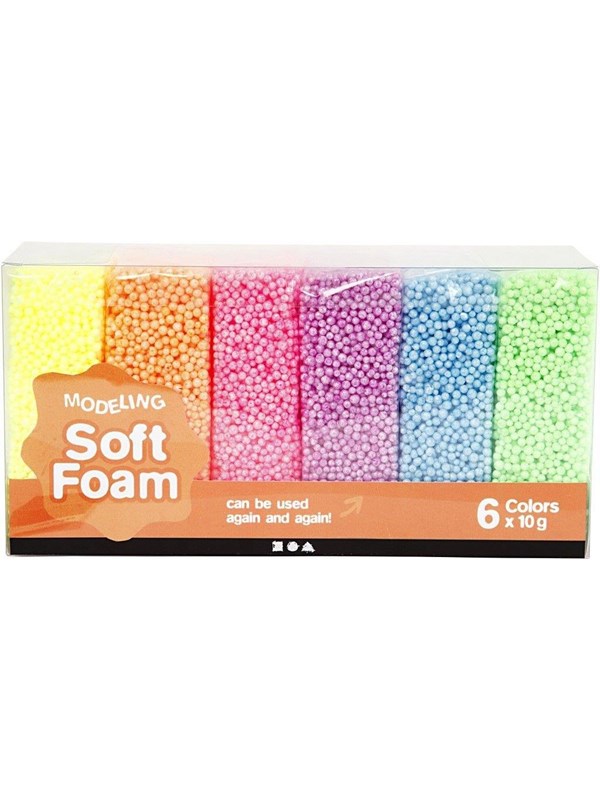 Soft Foam, neonvärit, 6x10 g/ 1 pkt