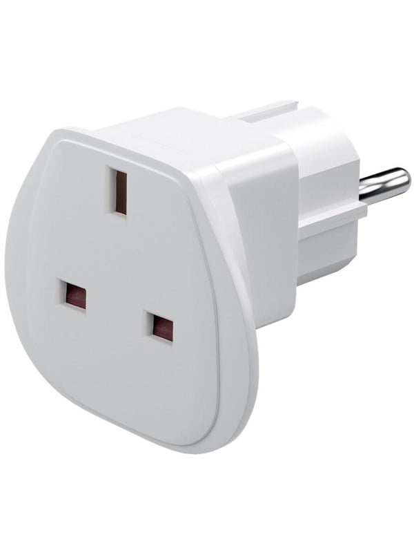 Goobay Reseadapter Storbritannien till EU, vit UK-uttag > stickkontakt med skyddsjord (typ F, CEE 7/7)