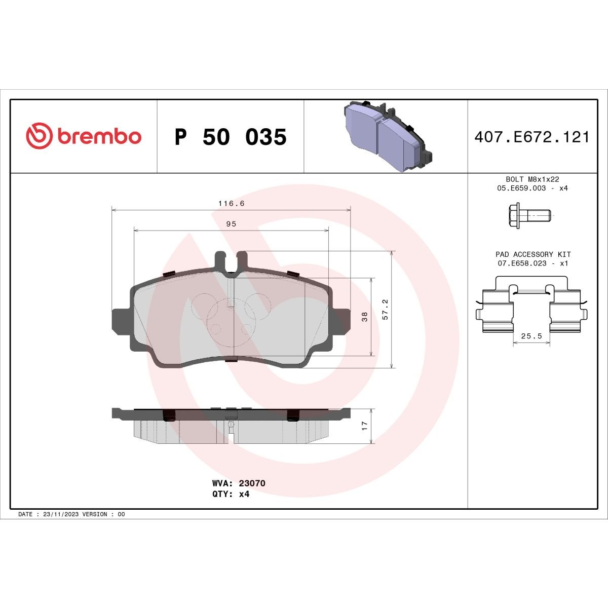 Jarrupalat, levyjarru BREMBO P 50 035