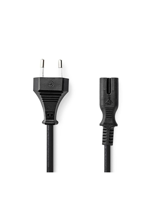 Nedis Sähköjohto | Euro Uros | IEC-320-C7 | Suora | Suora | Niklattu | 3.00 m | Litteä | PVC | Musta | Label