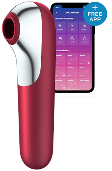 Satisfyer Dual Love Red Sovelluksella ohjattava klitoriskiihotin
