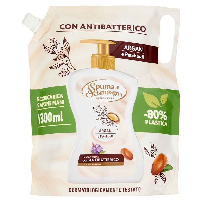 Spuma di sciampagna Argan- ja patchouli-voidesaippua Ecoricarica 1300 ml