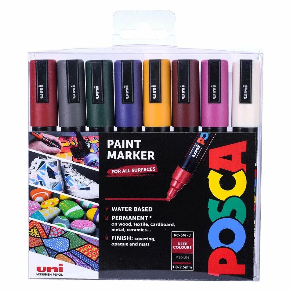 POSCA marker sæt PC-5M 8 ass. DEEP colors