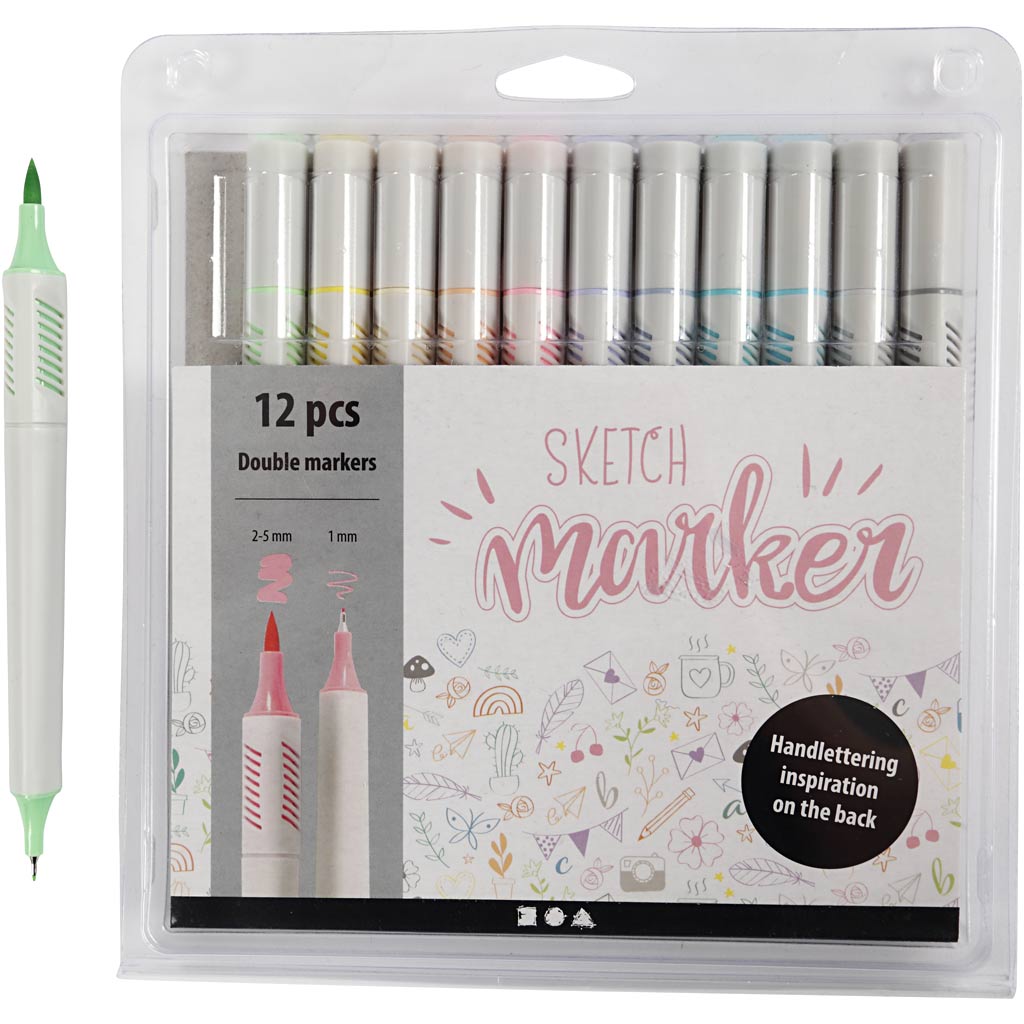 Creativ Company Sketch Double Markers Pastel Colours 12 pcs