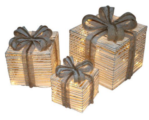 NORDIC WINTER Christmas gifts w/lights - set of 3 pcs - nature