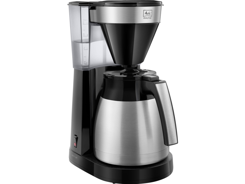 Melitta EasyTop Therm 10 kupin -kahvinkeitin termoskannulla, musta/ruostumaton teräs