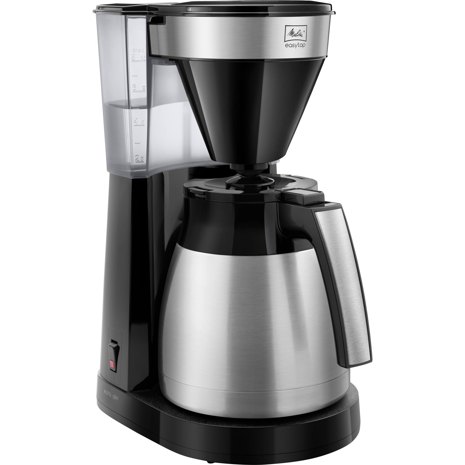 Melitta EasyTop Therm 10 kupin -kahvinkeitin termoskannulla, musta/ruostumaton teräs