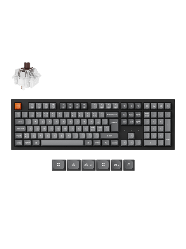 Keychron K10 MAX QMK/VIA Wireless Tri-Mode - Super Brown - Pelinäppäimistö - Pohjoismainen - Musta