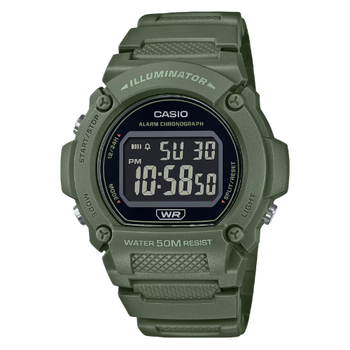 Casio W-219HC-3BVDF Illuminator Digitaalinen Urheilukello - Armeijanvihreä