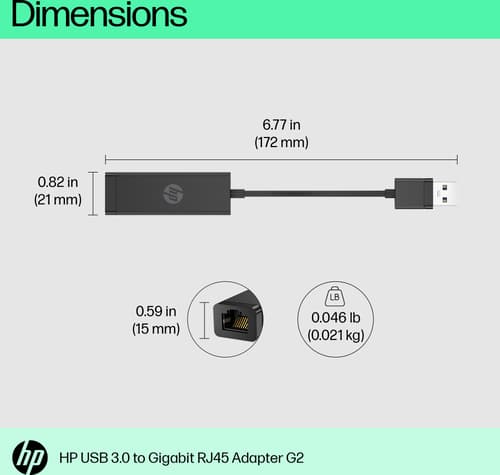 Hp :n Usb 3.0–gigabit Rj45 -sovitin G2 0.1m Musta