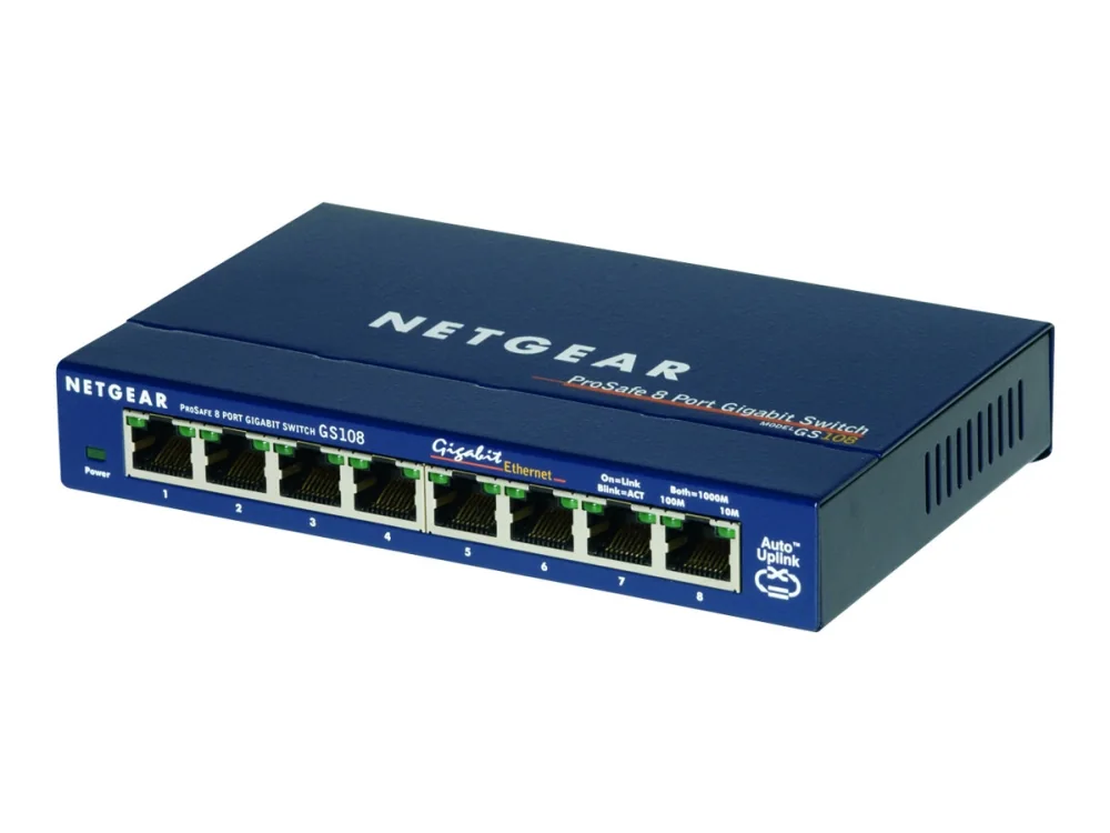 NETGEAR ProSafe GS108GE - 8-porttinen Gigabit Ethernet -pöytäkytkin, sininen