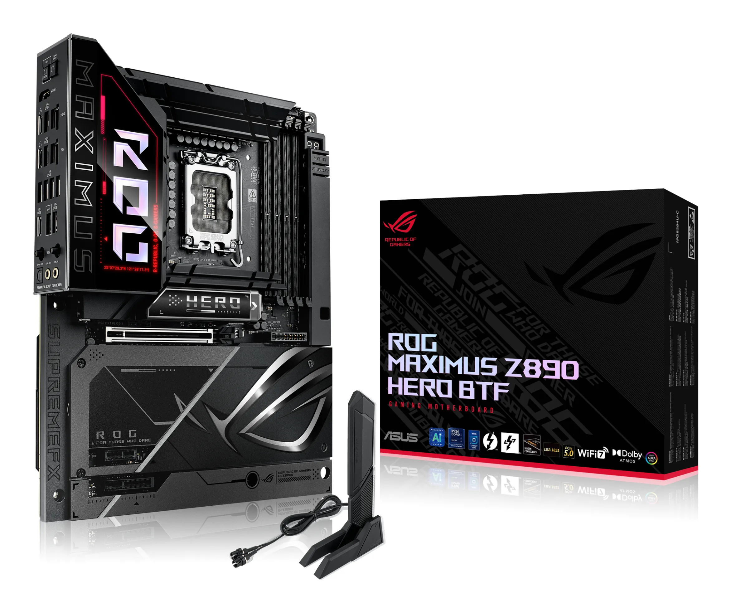 ASUS ROG MAXIMUS Z890 HERO BTF Emolevy - Intel Z890 - Intel LGA1851 - DDR5 RAM - ATX (BTF Standard)