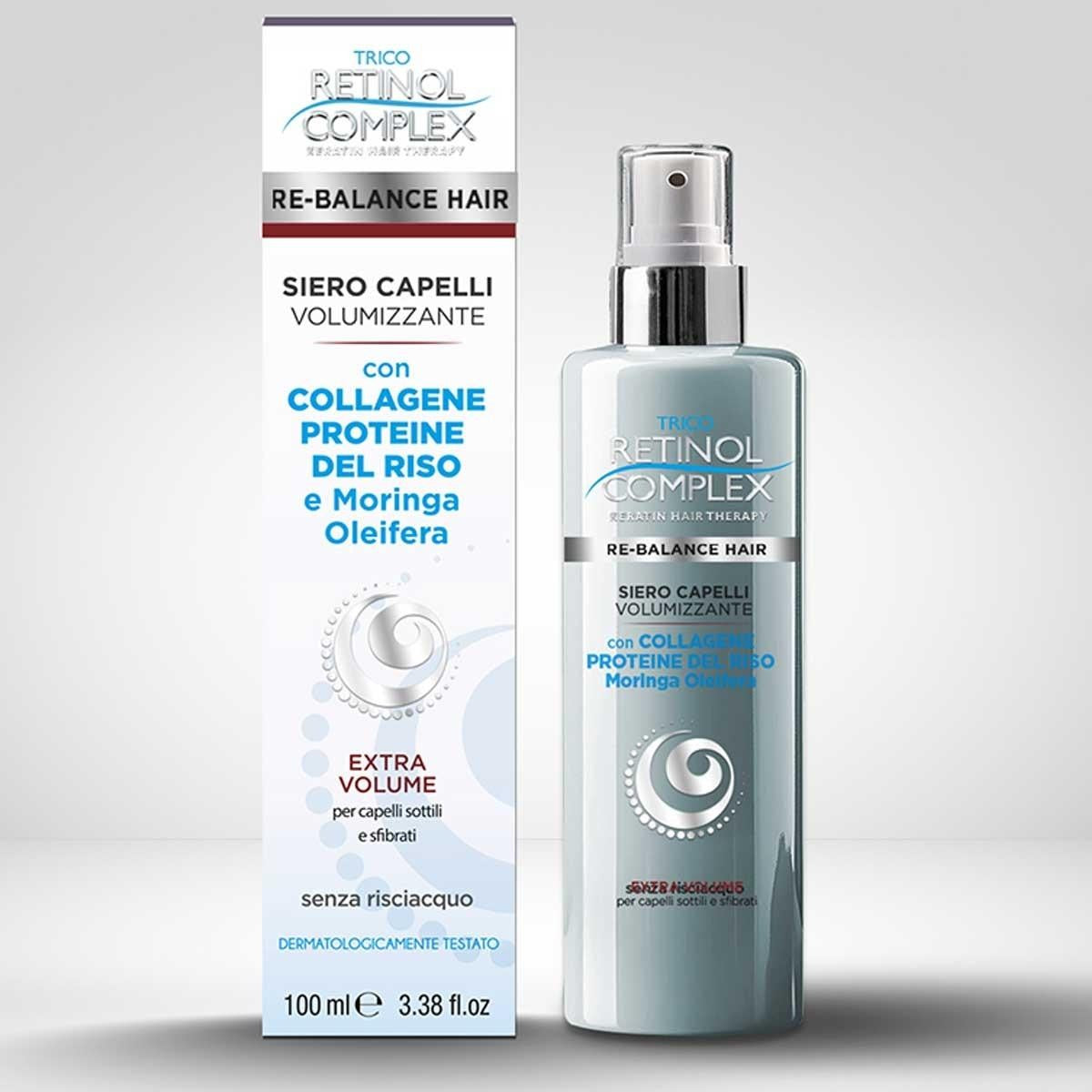 Retinol Complex Hiuksia tuuheuttava seerumi Kollageeni Riisiproteiini + Moringa 100 ml