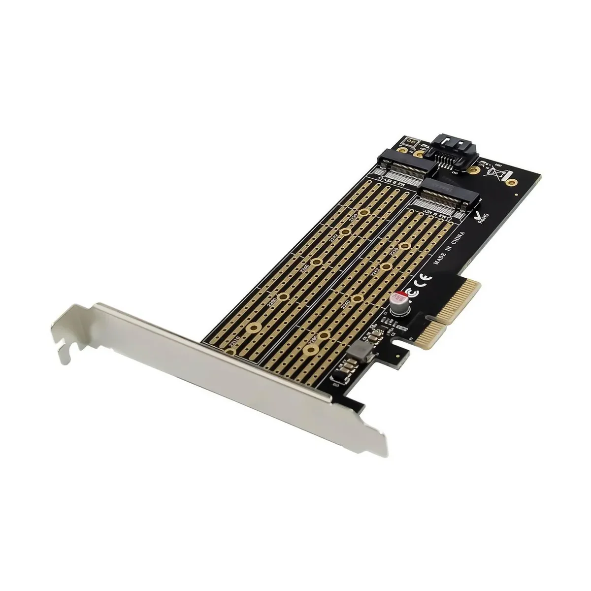 MicroConnect MC-PCIE-X4M2 PCIe 3.0 x4 M.2 NVMe & SATA SSD -laajennuskortti - Musta