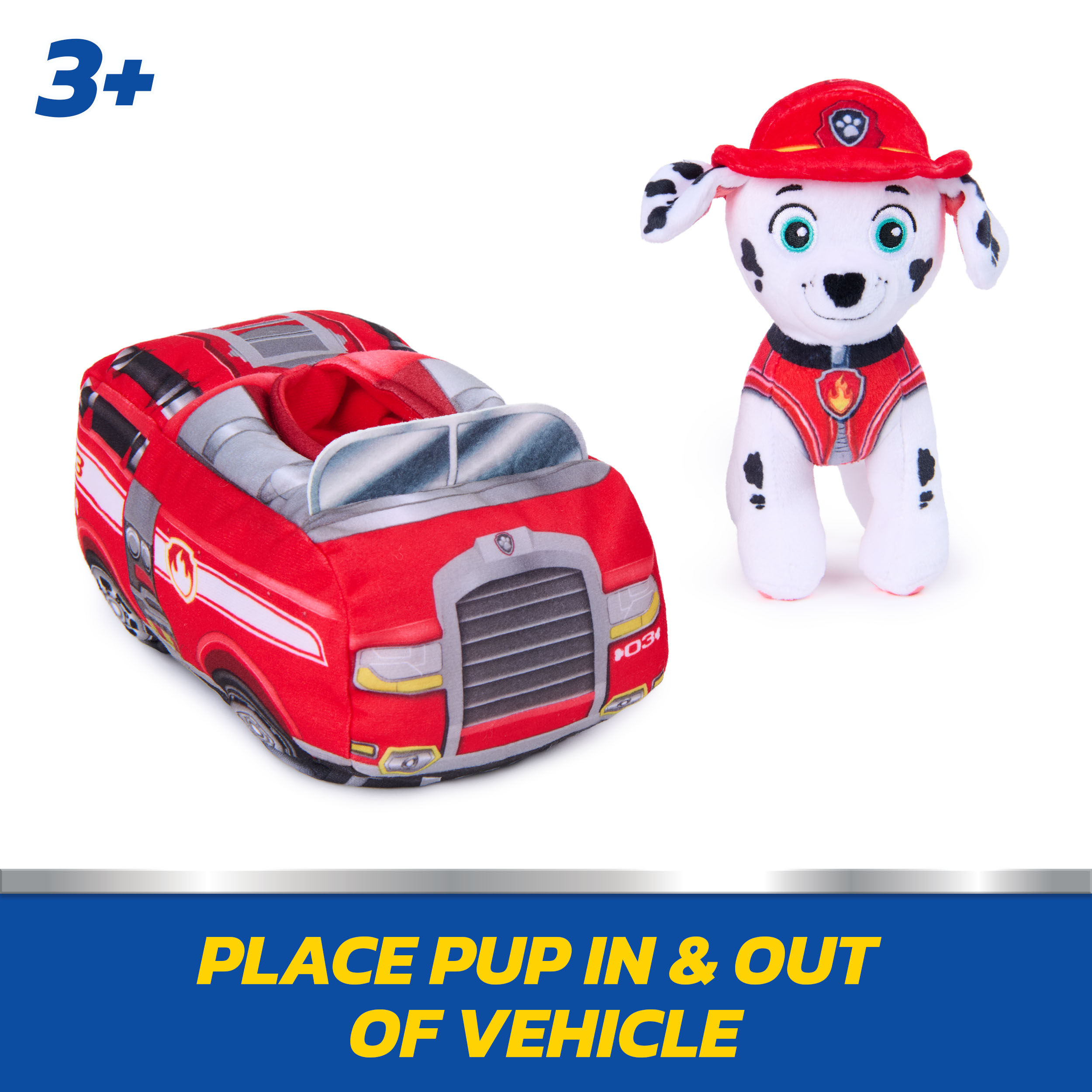Paw Patrol 2-in-1 ajoneuvo pehmolelu ja Marshall 15 cm