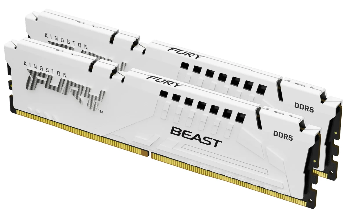 Kingston FURY Beast 64 Gt (2 x 32 Gt) DDR5 5600 MHz, CL40 -muisti, valkoinen (XMP/EXPO)