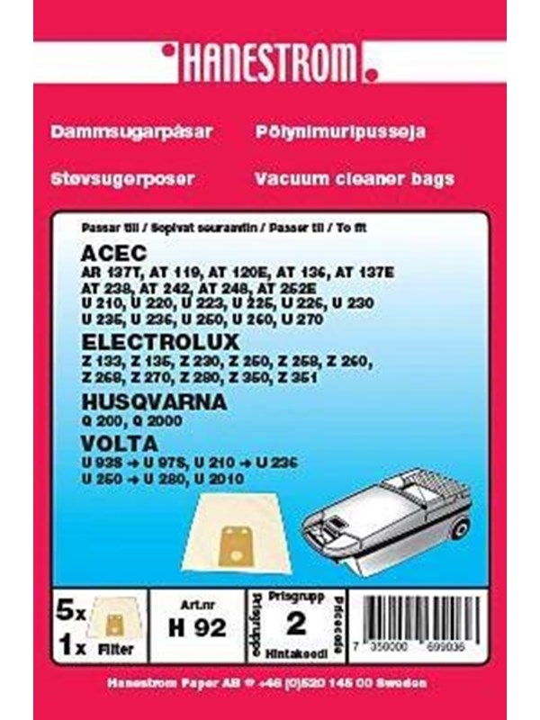 Haneström Pölypussit, mikrokuitu, 5kpl. DU12012 Vastaa: N/A