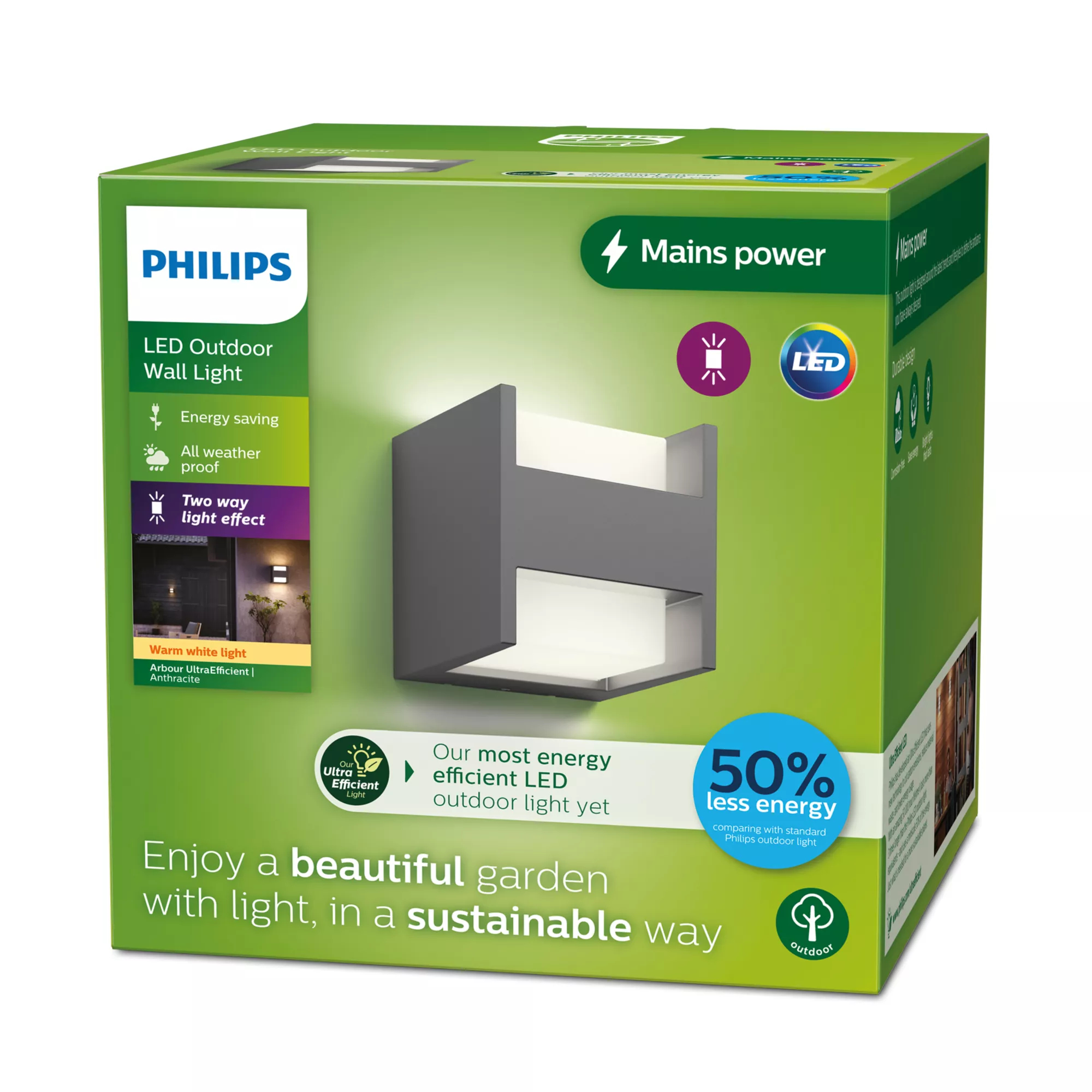 Philips LED-ulkoseinävalaisin Arbour UE, 2-valo 2,700 K