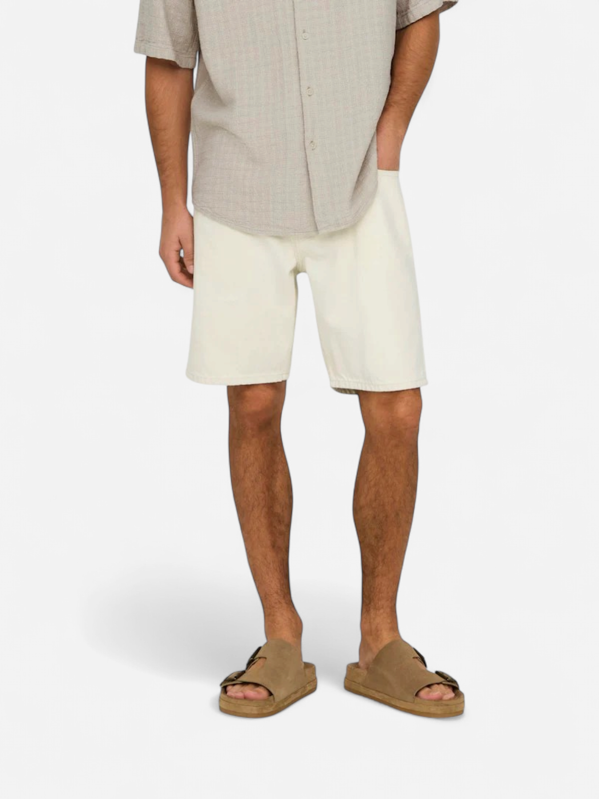 Only & Sons miesten farkkushortsit OnsEdge Pim, Ecru