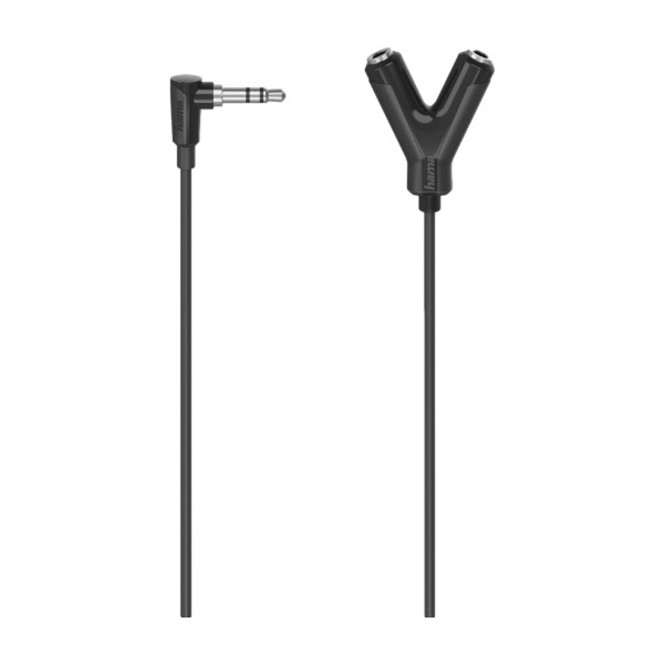 Hama 3,5 mm kulmaliitin – 2x 3,5 mm -audiokaapeli, 0,2 m, musta