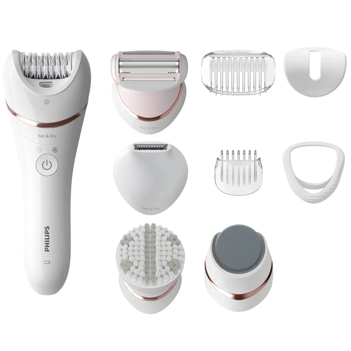 Philips Series 8000 BRE740/10 märkä- ja kuiva-ajoon -epilaattori, vaaleanpunainen, valkoinen