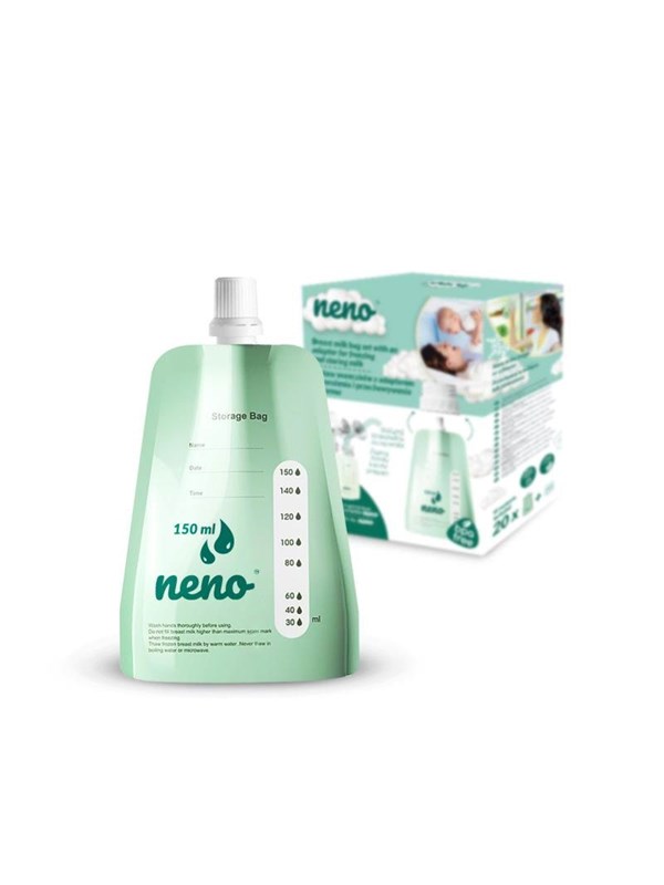 Neno Rintamaidon säilytyspussit 150 ml Vihreä ja valkoinen 20 kappaletta