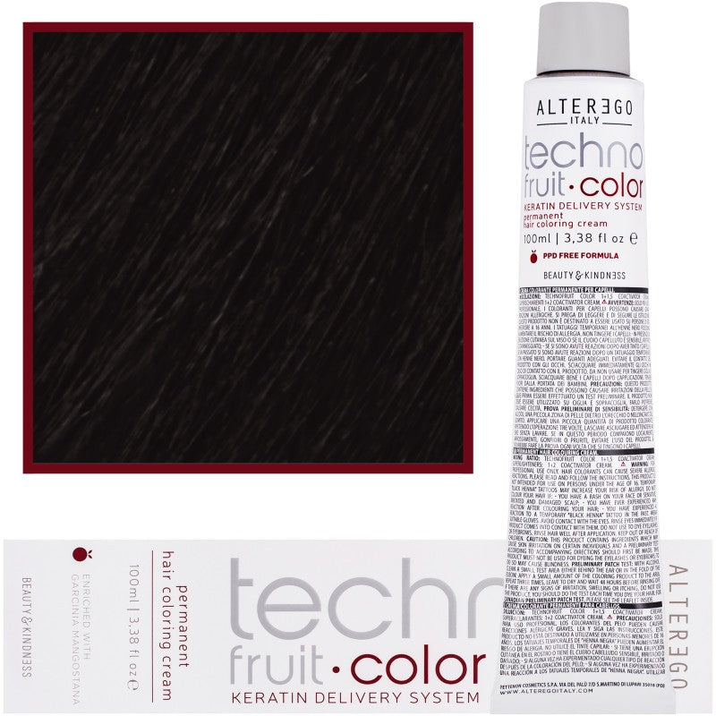 Alter Ego Technofruit Color Keratin Paint pysyvälle hiusvärille, 100ml 5/11 | Vaalea kastanja intensiivisesti tuhka