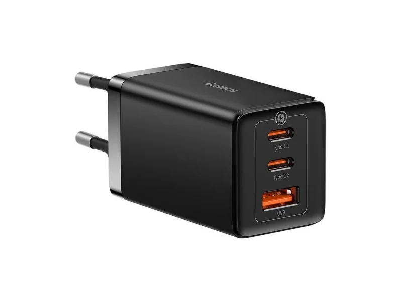 Baseus GaN5 Pro 2xUSB-C + USB-verkkolaturi, 65W (musta)