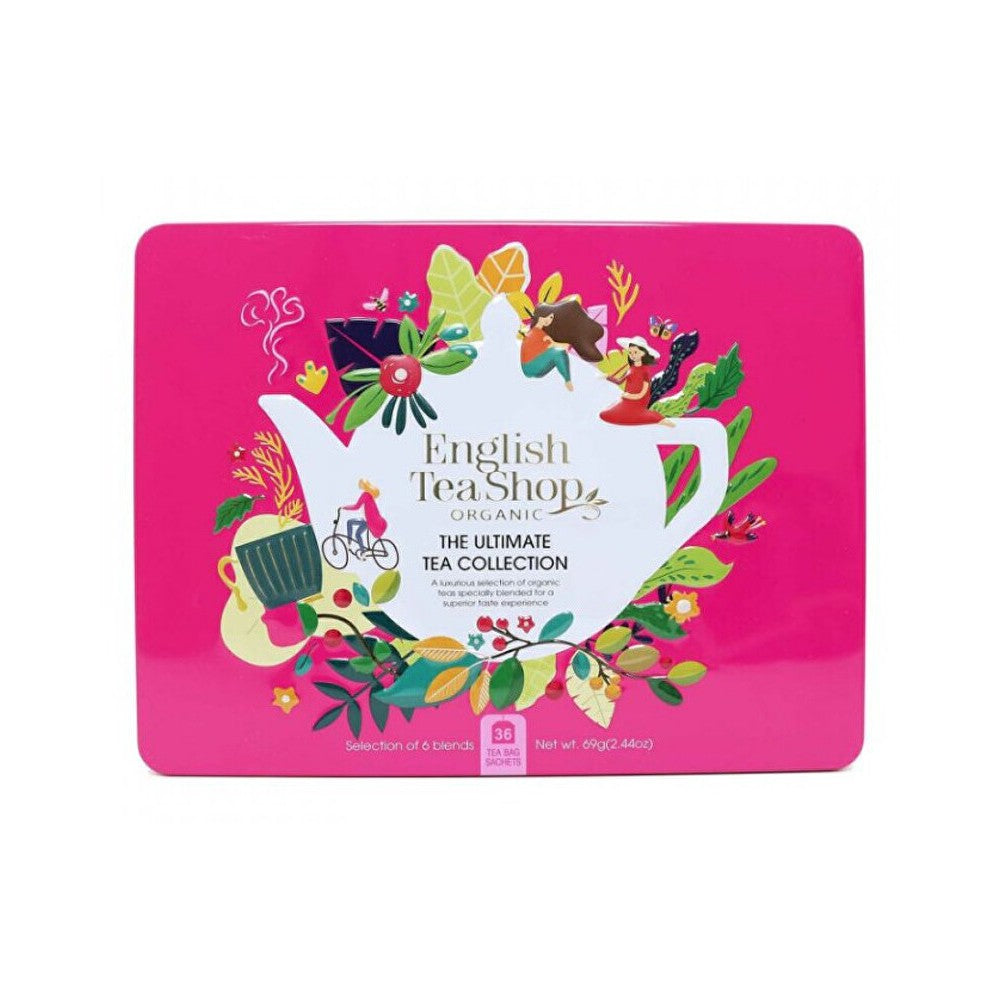 English tea shop Täydellinen lahjasetti Pink LUOMU sisään una 36 pussin peltilaatikko