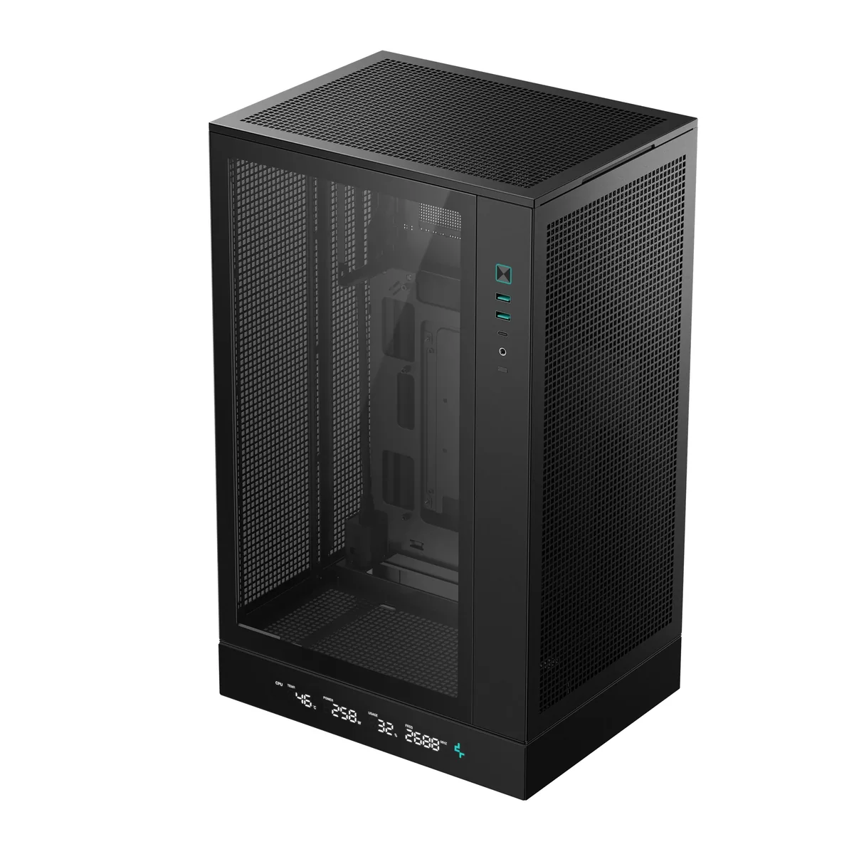 DeepCool CH270 Digital, Mini Tower, PC, Musta, micro ATX, Mini-ITX, akryylinitriilibutadieenistyreeni, SPCC, karkaistu lasi, 17,4 cm