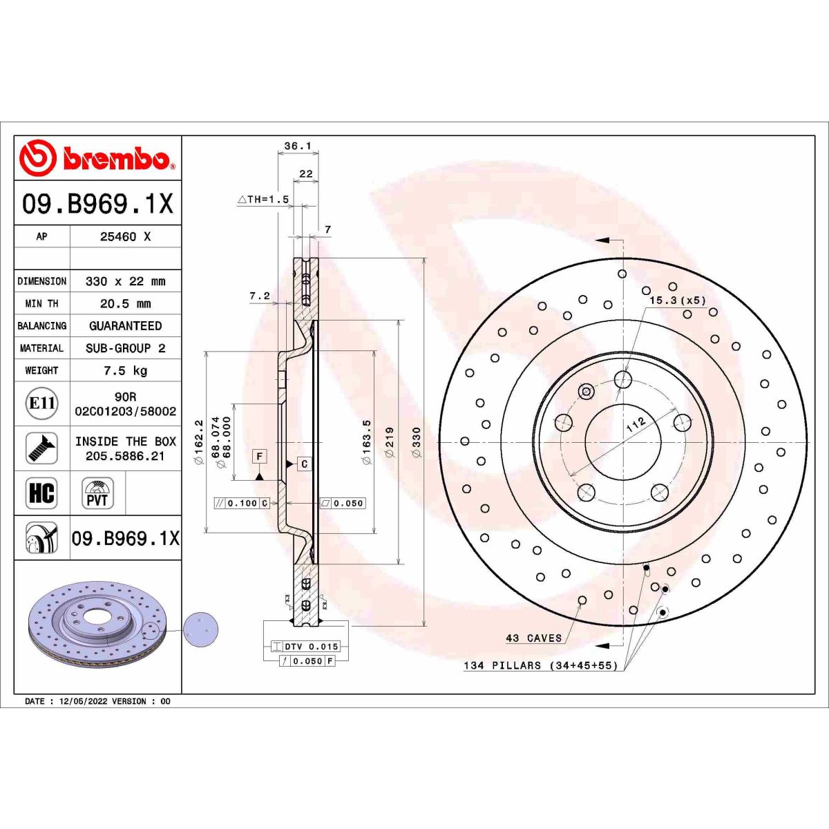 Jarrulevy BREMBO 09.B969.1X