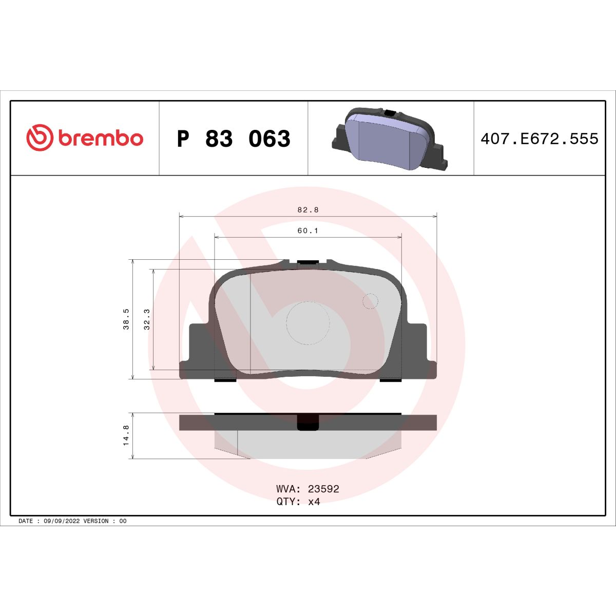 Jarrupalat, levyjarru BREMBO P 83 063