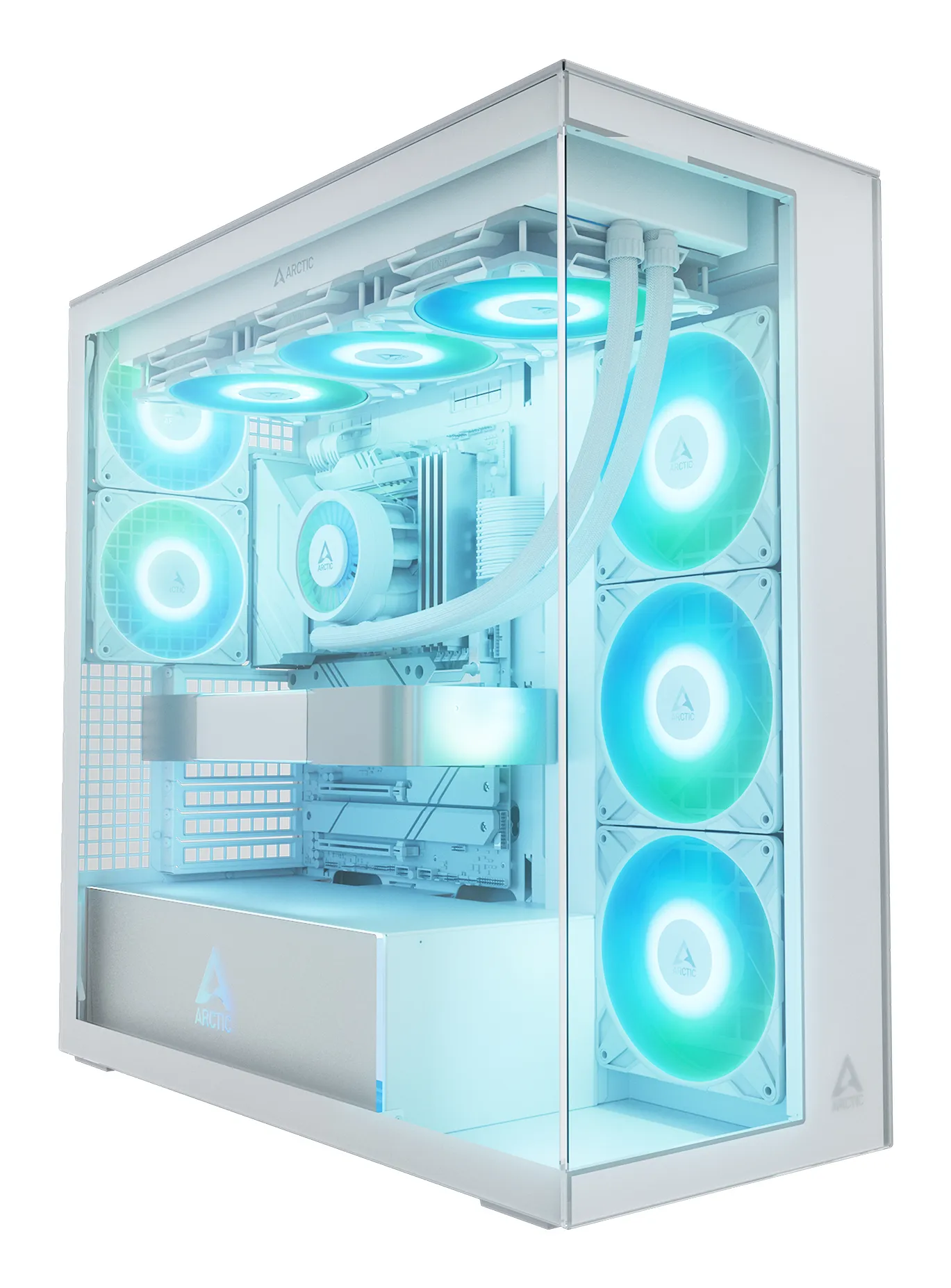 ARCTIC Xtender -miditornikotelo ikkunalla ja RGB-valaistuksella, valkoinen