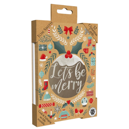 Tom Smith Ylellinen joulukortti Let's Be Merry - 12 kpl