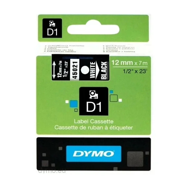 Tape D1 12mmx7m white/black