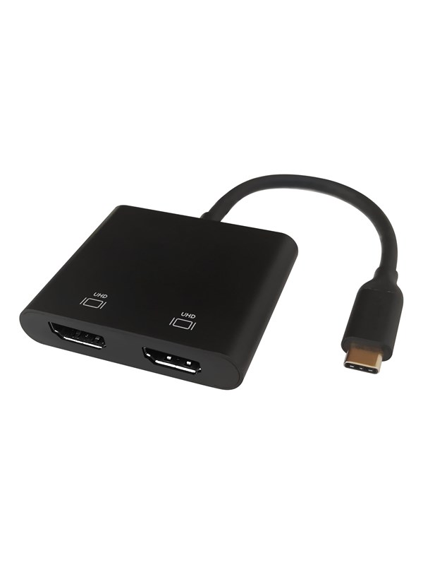 Deltaco USB-C MST HUB 2x 4K/60Hz HDMI x 2 black 0.1m USB hub - 4 porttia - Musta