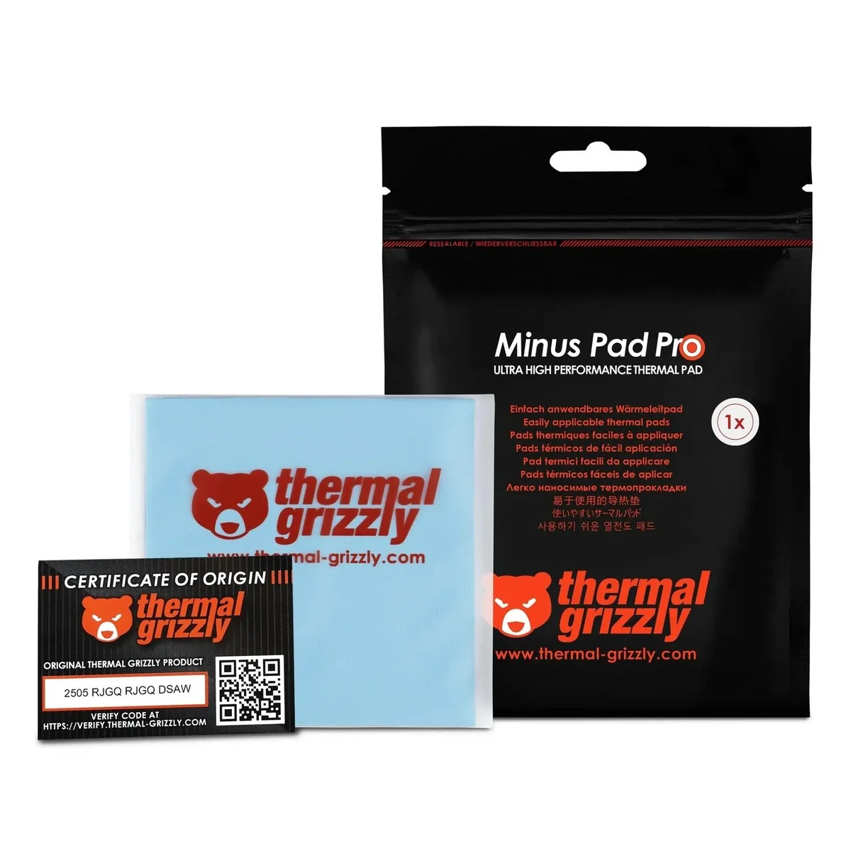 Thermal Grizzly Minus Pad Pro TG-MP-P-100-100-10 100 x 100 x 1.0 mm -lämpötyyny, musta